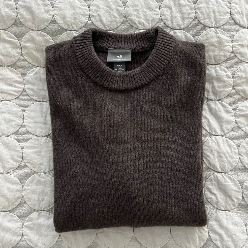 H&M Men's Crewneck Sweater in Dark Brown